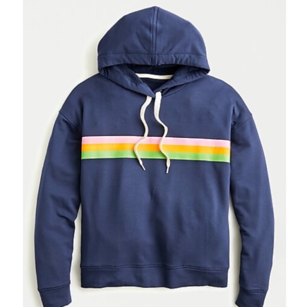 J. Crew Navy Stripe Hooded Sweatshirt Size Small